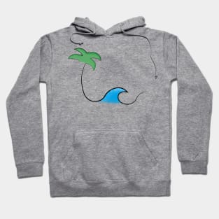 palm and wave one line Hoodie